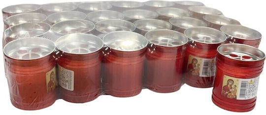 Box of 24 Long-Lasting Candles 20 Pieces of Italian Paraffin Grade A 2 Days Red 24 Pieces