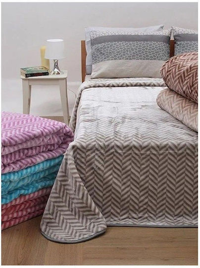 Κουβέρτα Υπέρδιπλη Βελουτέ Ζακάρ Anesis Beige 220x240