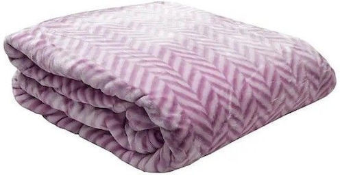 Κουβέρτα Υπέρδιπλη Βελουτέ Ζακάρ Anesis Lilac 220x240
