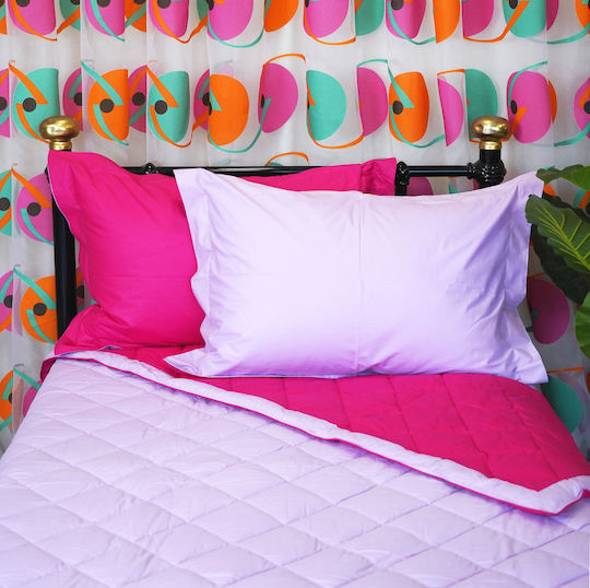 Decotelia Tagesdecken Doppelseite Übergröße Flieder-Fuchsia 220×240 2 Kissenbezüge