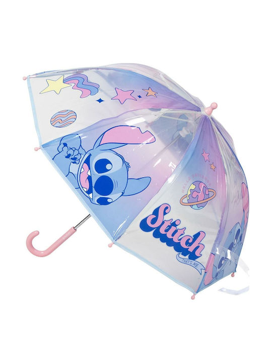 Kids Curved Handle Umbrella Stitch with Diameter 71cm Blue