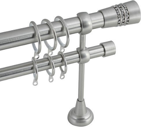 Metallic Extendable Curtain Pole A4 Diameter 25 1.40m 2.50m Matte Nickel Double