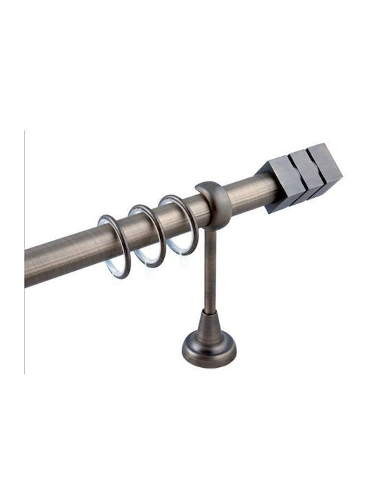 Extendable Metallic Curtain Pole Cube Single Ø25mm 140-250cm Antique