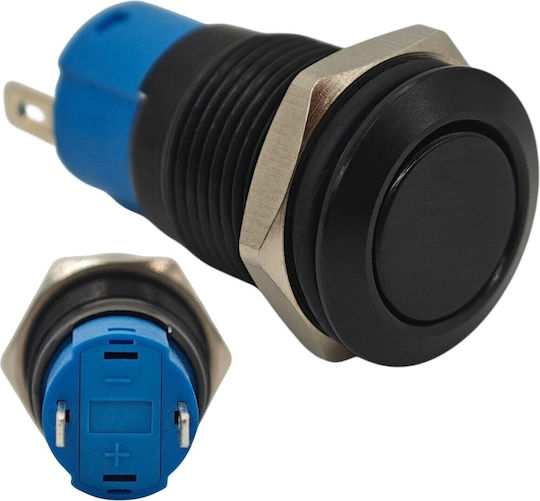 On Off Switch 12mm Black Push Button