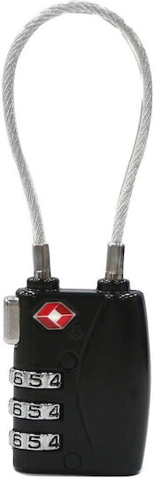 Ch Padlock with Cable Combination 30mm Black 1pcs