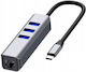 Zenwire USB Hub 10 Ports USB 3.0 with USB-C Connection Ethernet Gray