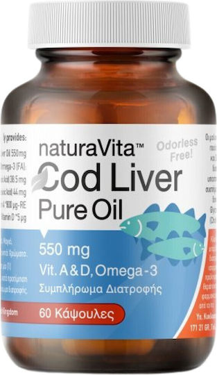 Natura Vita Cod Liver Oil Μουρουνέλαιο 550mg 60 κάψουλες