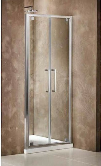 Devon Primus Plus Twin Pivot P2r 90 Clear Πόρτα Ντουζιέρας Τοίχο Τοίχο 2 Ανοιγόμενα Φύλλα