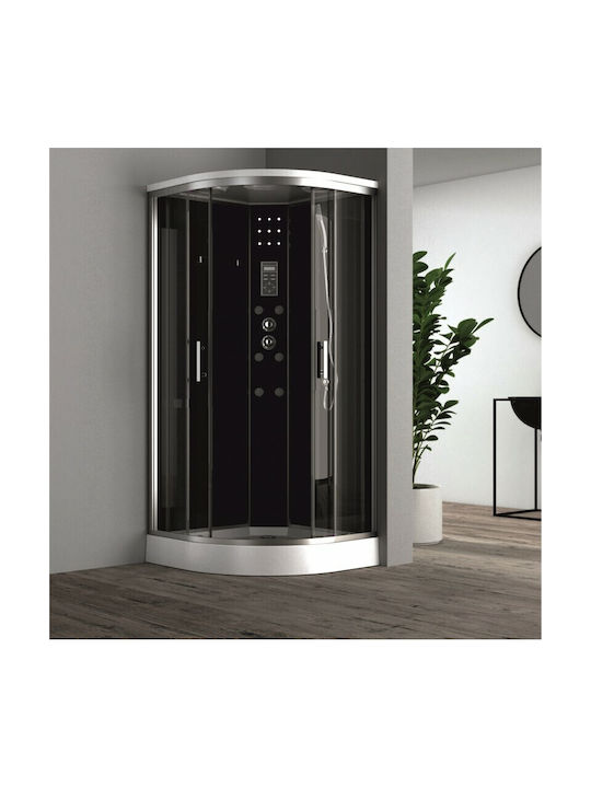 Interceramic Icsh 998 Cabinet Hidromasaj Negru U-Shaped 90x90x212cm
