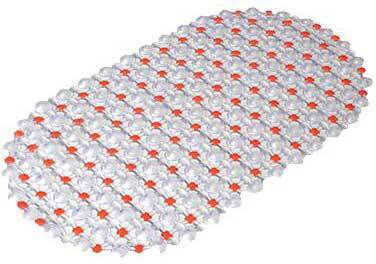 Non Slip Bath Mat Suction Cups Orange Polka Dot 67x37cm Forhome 02002 Home