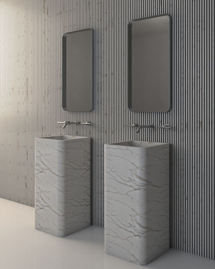 Oglindă De Baie Suspendată Iron Curved Wall Slim 42x80 Cm Lumini LED Inox Periat