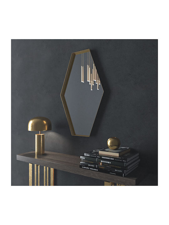 Κρεμαστός Καθρέπτης Iron Polygon 50x80 Εκ Led Gold Mat Χρυσό