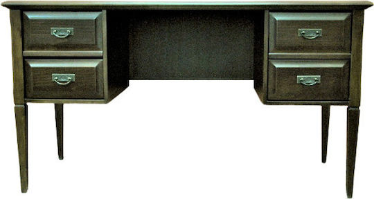 Handmade Desk Beech Wood Walnut Dark 140x65x75 Cm