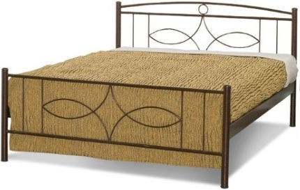 Metal Double Bed Serifos Mattress Morfeas 140x200cm Bronze Black