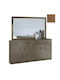 Sideboard 4 Doors & Mirror 159x38x84/140x90x2.2cm Moca Melamine