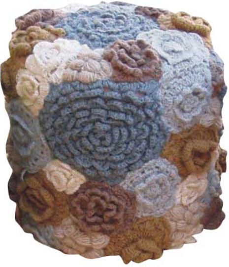 Pouf Hocker Puf Jgs S.a Elfenbein Blau Taupe Rundhocker Stool-213 45x45x45cm