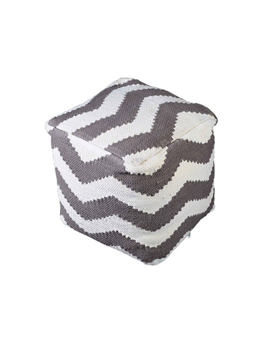 Pouf Σκαμπο Πουφ Jgs S.a Ivory Καφέ Φυσικό Chevron Pouf Stool-232 40x40x40cm