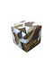 Pouf Σκαμπο Πουφ Jgs S.a Δερμάτινο Μπεζ Καφέ Kb-422 Stool Stool-101 45x45x45cm