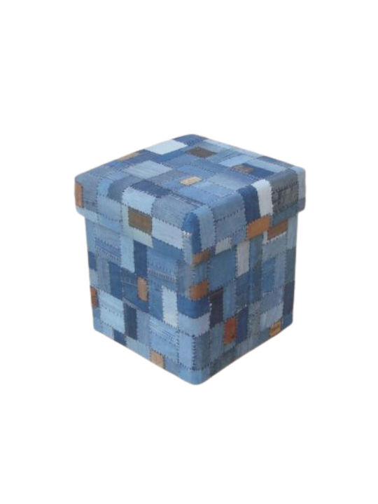 Pouf Σκαμπο Πουφ Jgs S.a Μπλε Αποθηκευτικό Χώρο Kb-394 Stool-028 45x45x45cm