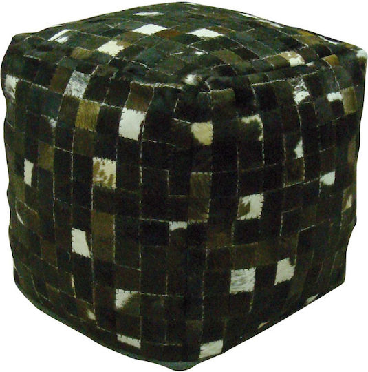 Pouf Σκαμπο Πουφ Jgs S.a Δερμάτινο Πουφ Καφέ Άσπρο Mini Matador Bean Bag Stool-115 45x45x45cm