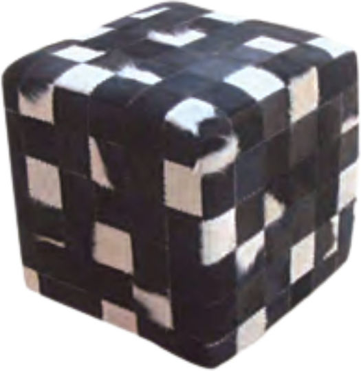 Пуф За Табуретка Пуф Jgs S.a Кожен Черно Бяло Matador Small Block Stool-104 45x45x45см