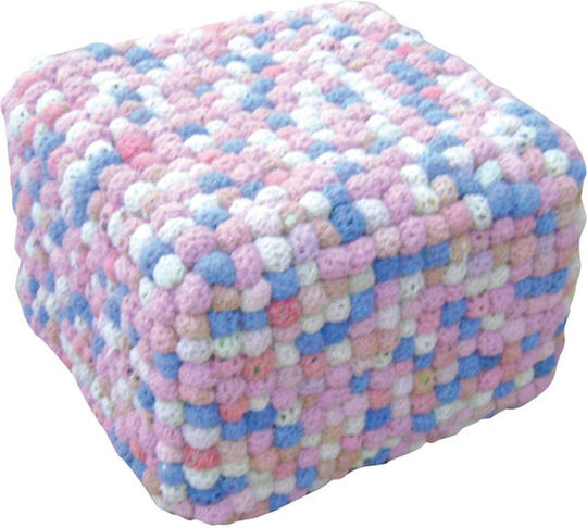 Pouf Hocker Πουφ Jgs S.a Ροζ Μωβ Crotia 1 Bälle Teppich Hocker-054 45x45x35cm