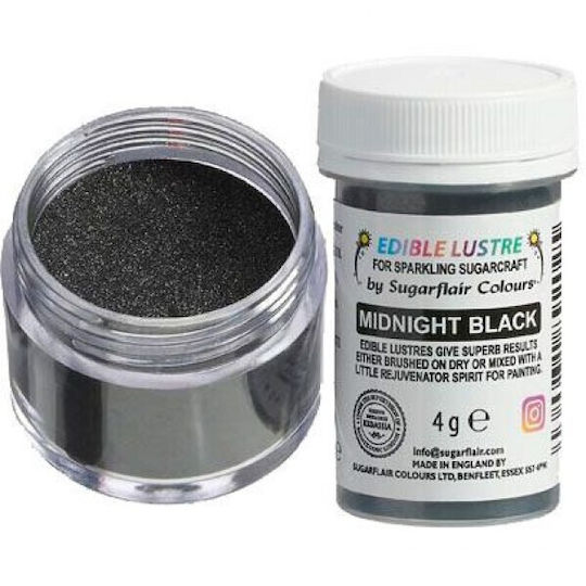 Ζαχαροπλαστικής Sugarflair Σκόνη Μαύρο Midnight Black Μεταλλικό 4gr