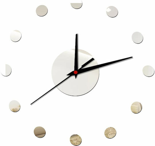 Acrylic Sticker Wall Clock Small Diy Silver Spot