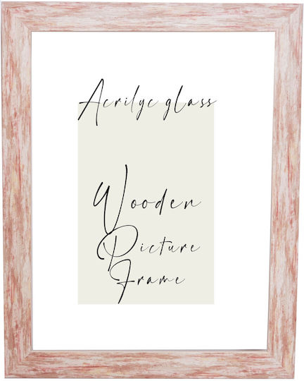 Wooden Wall Photo Frame Puzzle Poster White Brushstrokes Tile Pink Glass Acrylic K270/34 Photo 60cmx80cm