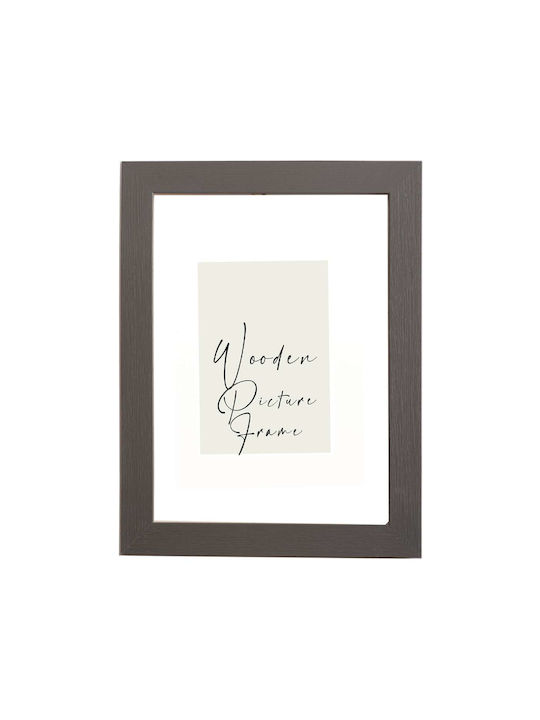 Wooden Wall Photo Frame Dark Gray Embossed Wood...