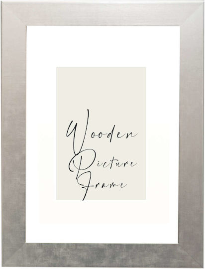 Wooden Wall Photo Frame Photo The Degree Silver Matte Brushstrokes Glass Mat K1061/2 Photo 20cmx30cm