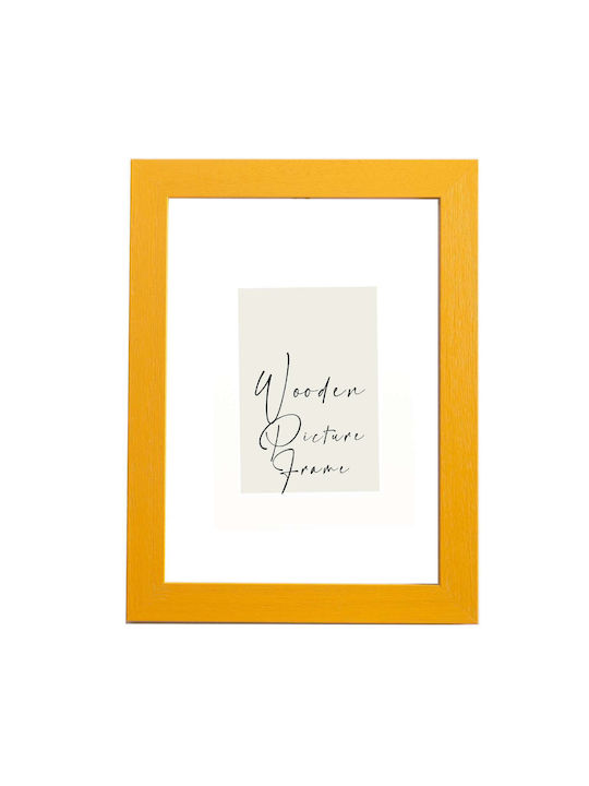 Wooden Wall Photo Frame Yellow Embossed Wood Gr...