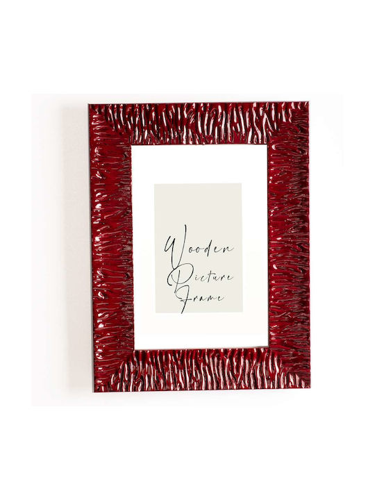 Wooden Wall Photo Frame Dark Burgundy Embossed Grain Matte Glass K4005-34 Photo 20cmx30cm