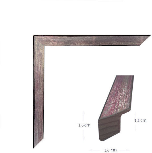 Hölzener Fotorahmen Plakette Lila Blatt Silber