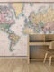 World Map Textured Photo Wallpaper Wall Art 150x270cm