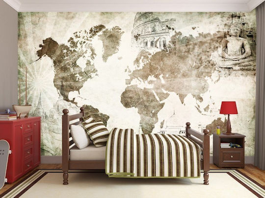 Worldwide Map Textured Photo Wallpaper 150x270cm