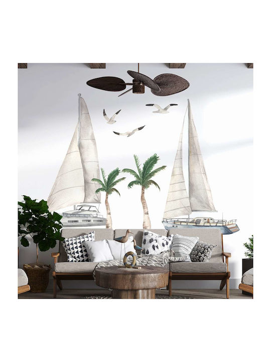 Wall Sticker Sailing Boats The Seagulls 100x65cm