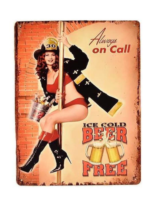 Vintage Metallisches Wanddekoration Beer Free 33cm