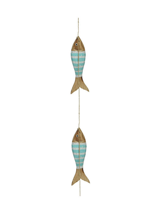 Fish Wooden Decorative Wall Decor Rope 100cm 5x2x100cm Sky Blue Kaeming