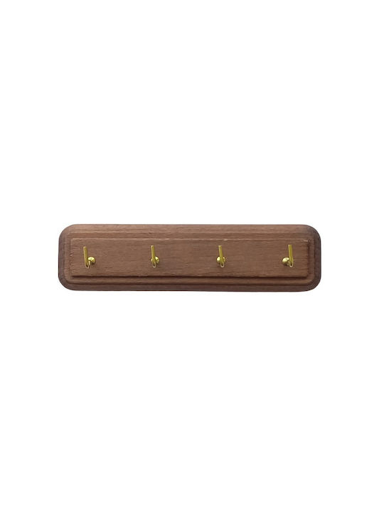 Selbstklebende Hölzernen Wandhalterung 4 Haken Braun 18*4,5cm