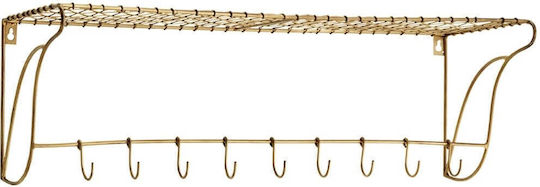 Metal Wall Shelf Hanger Madam Stoltz Ant Brass Clothes 9 Hooks 76x26.5x24 Cm Metal Wall Shelf Hanger Madam Stoltz Ant Brass Clothes 9 Hooks 76x26.5x24 Cm
