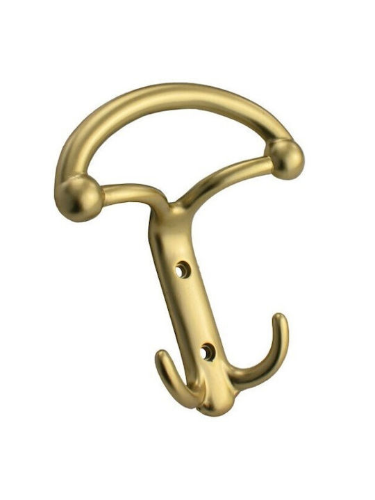 Κρεμαστρα Τοιχου Finetto Art.110 Διπλο Γαντζο 107x123mm Μεταλλικη Χρυσό Ματ 115-110###orom
