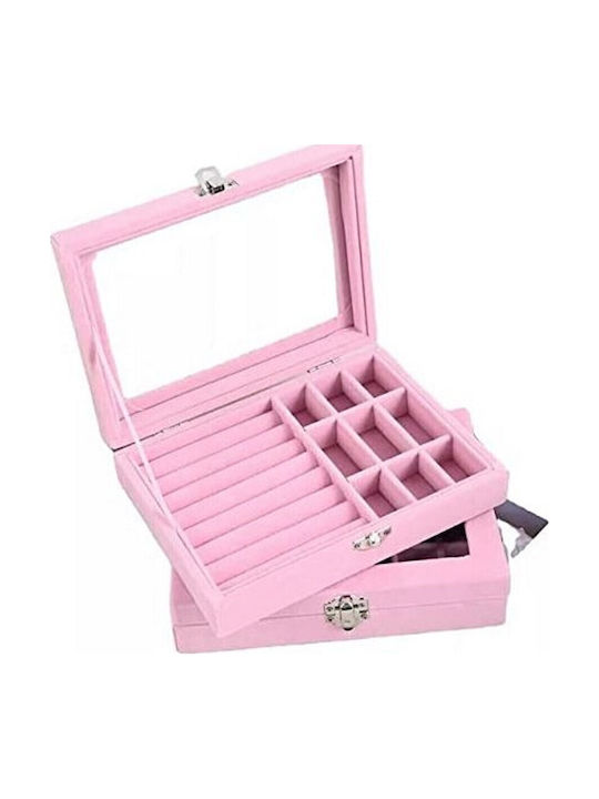 Velvet Jewelry Organization & Storage Box Pink