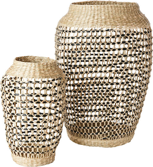 Wicker Baskets Black Natural Set 2 Pieces 20x20x35 30x30x50
