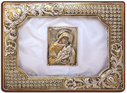 Silver Wedding Crown Case Wicker Panagia Gilded 29x23cm