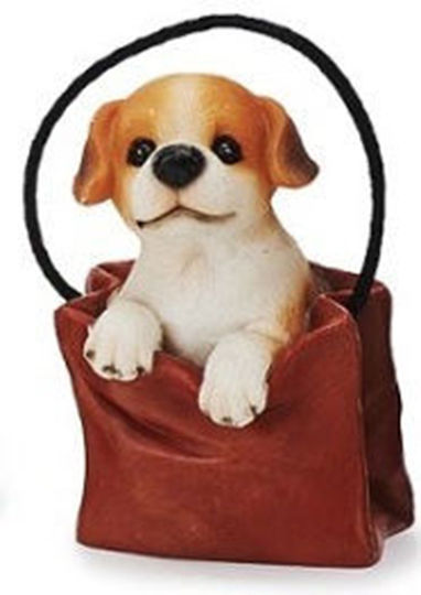 Σκύλος Μπίγκλ Beagle Διακοσμητικός Μέσα Τσαντάκι Ρητίνη Καφέ Μαύρο Διαστάσεων 5cmx5cmx9cm