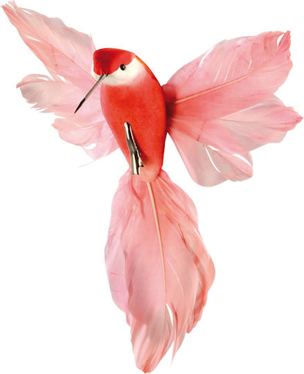 Dekorative Vogel Kolibri Clip Rosa-Rot 18x20cm 157.024.0055.12