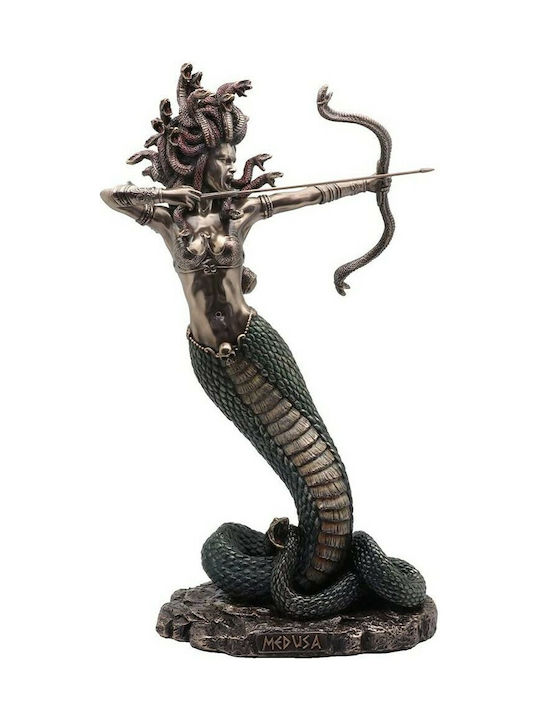 Medusa Bow Statue Electrolyzed Bronze Veronese 36cm