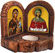 Saint Mary Icons Gorgoipikoos & Saint Marina – Diptych Ceramic Candle Holder Reso 13cm