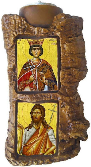 Saint Catherine & Saint John Diptych Ceramic Candle Holder 17cm